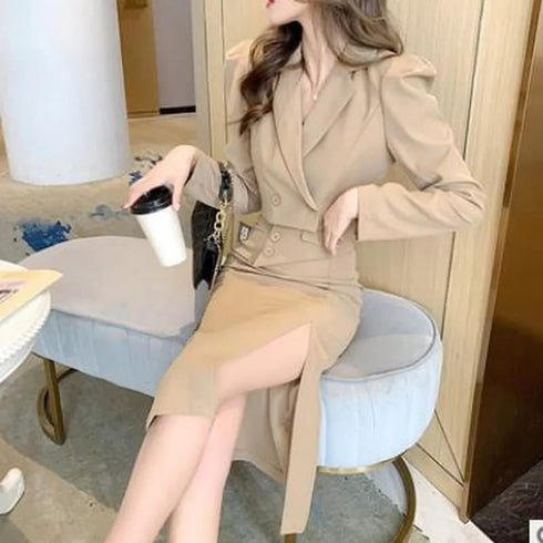New Fashion Exclusive Two Piece Short Slim Coat with Split Skirt